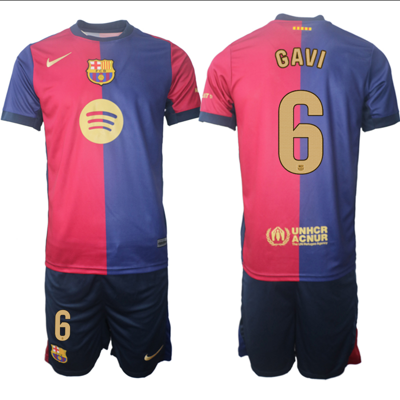 Men 2024-2025 Club Barcelona home Red blue #6 Soccer Jersey